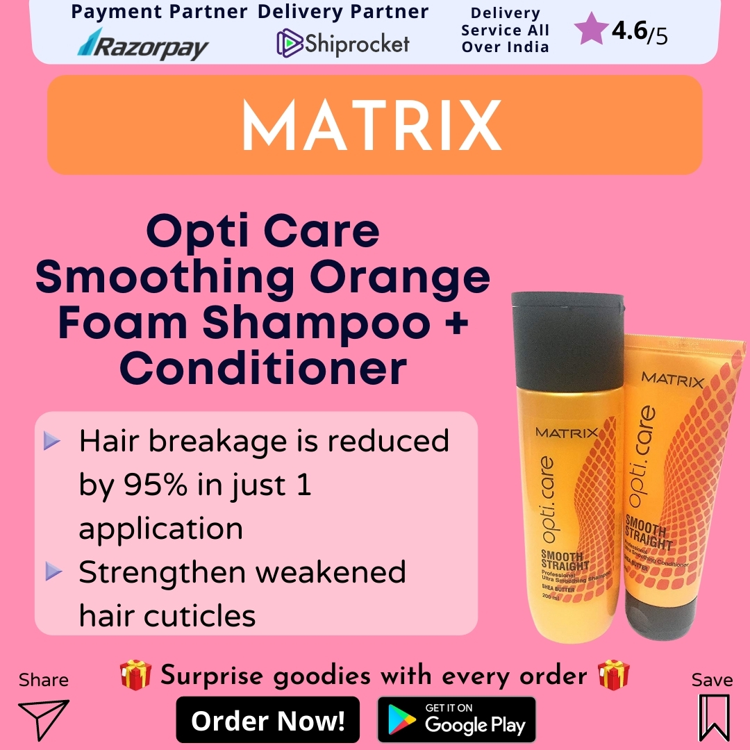 MATRIX Opti Care Smooth Straight Shampoo - 200Ml With Conditioner 98G -  Pack of 2 - Keratin Shampoo India